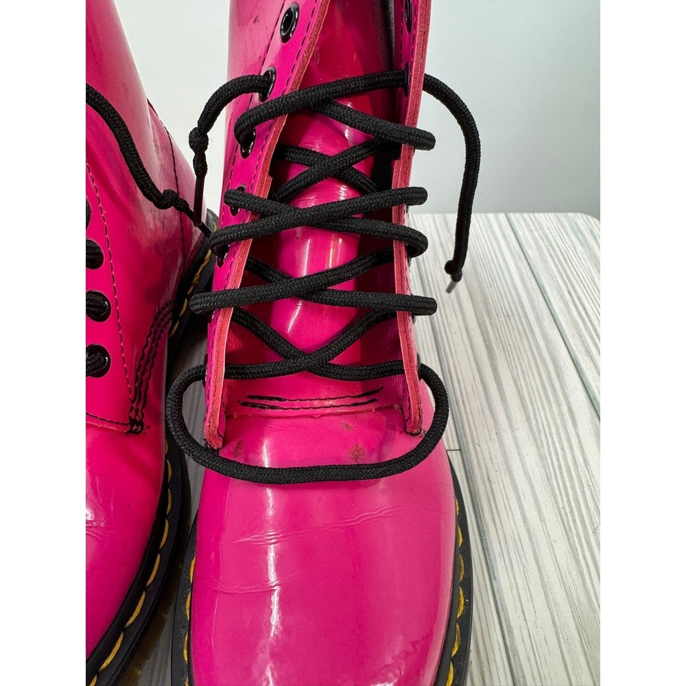 Dr Martens 1460W Hot Pink Patent Leather Lace Up Combat Boots Women's Size 6 - Picture 3 of 14